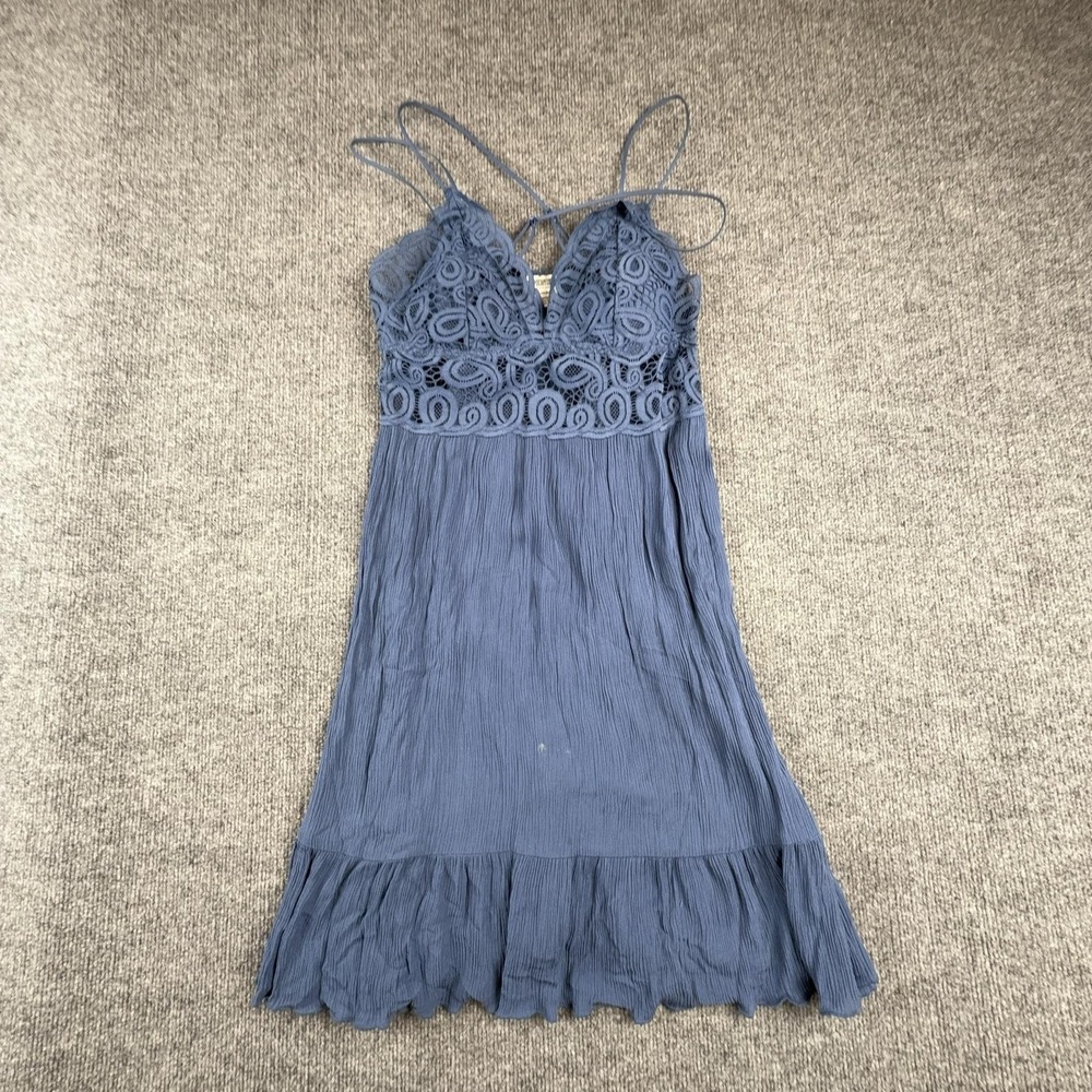 PINK Victoria's Secret Dress Womens Large Blue Lace V Neck Sundress Strappy